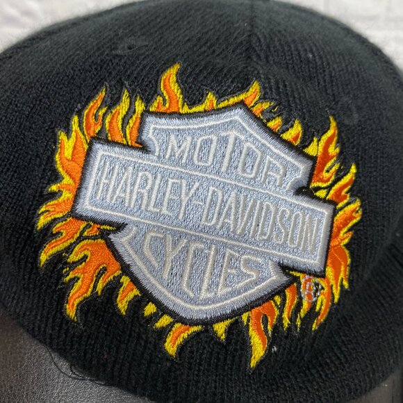 Harley Davidson Motorcycles Hat Cap Black with Earflaps Fit Small Size Heads - Picture 9 of 12